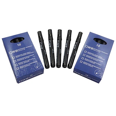 1 x Pack Of 10 Black Bullet Tip Permanent Marker Pens